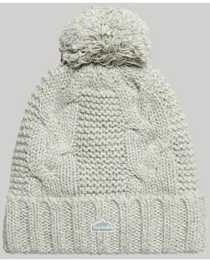 Superdry & Co Cable Knit Bobble Beanie - Gray