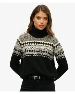 Superdry & Co Fairisle Pattern Roll Neck Sweater - Black