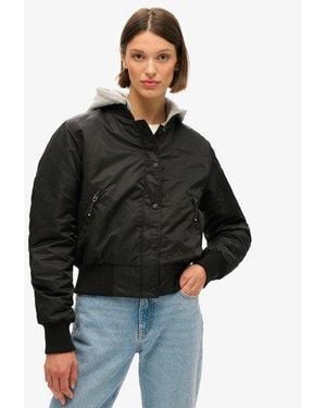 Superdry Bomberjack Met Capuchon - Zwart