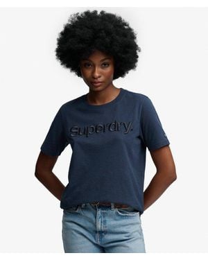 Superdry & Co Tonal Embroidered Logo T Shirt - Blue