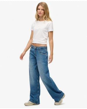 Superdry Cult Mid Rise baggy Jeans - Blue
