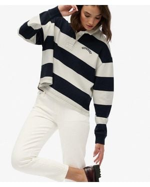 Superdry Athletic Essentials Stripe Rugby Top - White
