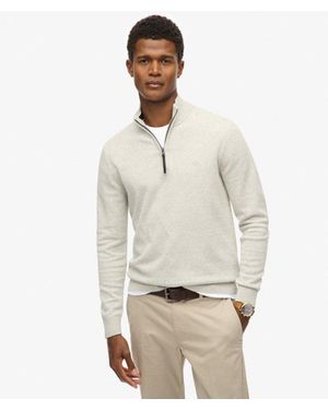 Superdry Essentials Cotton Half Zip Jumper - Natural