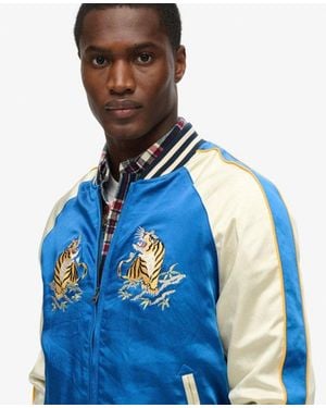 Superdry & Co Fully Lined Embroidered Sukajan Bomber Jacket - Blue