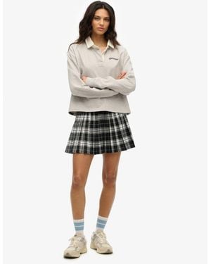 Superdry Check Pleated Mini Skirt - White
