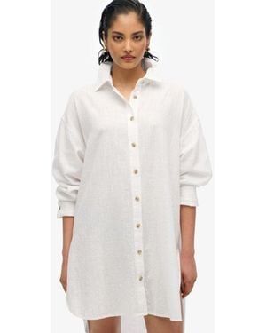 Superdry Ibiza Longline Beach Shirt - White