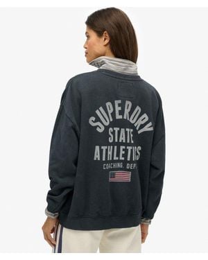 Superdry Athletic Essentials Printed Crew Sweatshirt - Blue