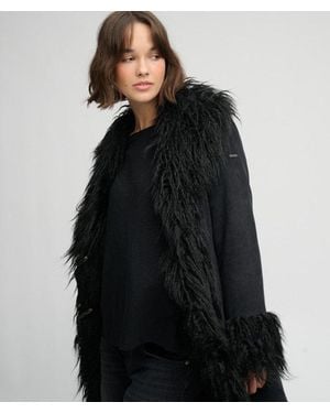Superdry & Co Long Afghan Coat - Black