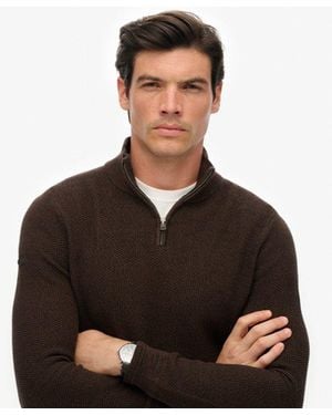 Superdry Homme Pull Texturé En Coton À Col Camionneur Taille - Noir