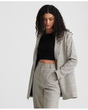 Superdry Blair Longline Blazer Check - Gray