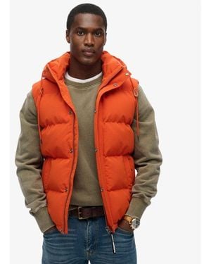 Superdry Everest Hooded Puffer Gilet - Orange