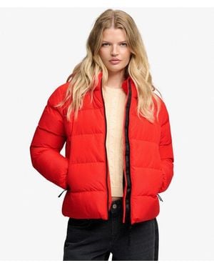 Superdry Hooded Sports Puffer Jacket - Red