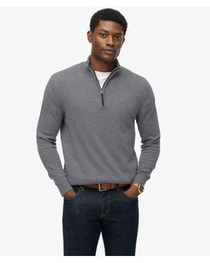 Superdry Homme Pull Mi-Zippé En Laine Mélangée Taille - Gris
