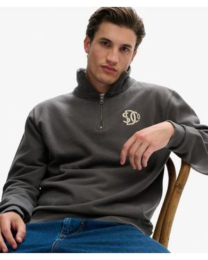 Superdry & Co Athletic Half Zip Sweatshirt - Black