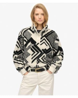 Superdry Femme Pull Henley Imprimé Super Doux Taille - Multicolore