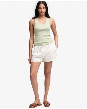 Superdry Cotton Broderie Beach Shorts - Natural