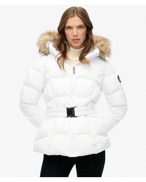 Superdry Fuji Belted Puffer Jacket - White