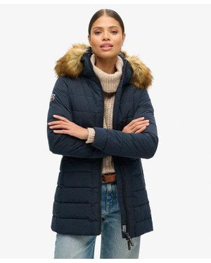 Superdry Lange Arctic Pufferjas - Blauw