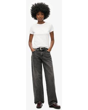 Superdry & Co Mid Rise Wide Leg Jeans - White