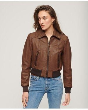 Superdry Veste en cuir style années 70 - Bleu