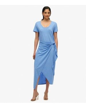 Superdry & Co Slub Midi Wrap Dress - Blue
