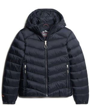 Superdry & Co Ladies Slim Fit Chevron Hooded Fuji Padded Jacket - Blue