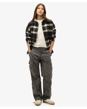Superdry & Co Ladies Loose Fit Low Rise Straight Cargo Trousers - Grey