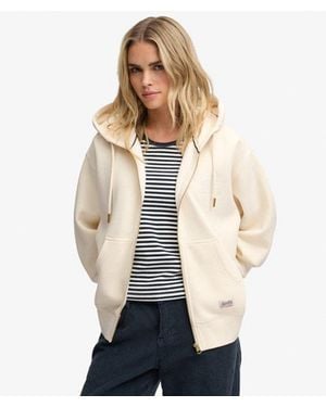 Superdry Femme Sweat À Capuche Zippé Luxe Casual Taille - Neutre