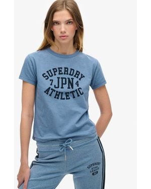 Superdry & Co Athletic Essentials Graphic Fitted Crew Neck T-shirt - Blue