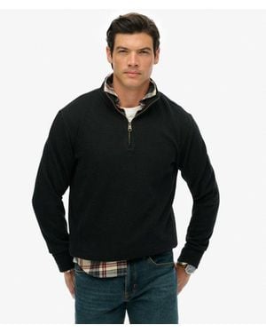 Superdry Ribbed Half Zip Sweater - Black