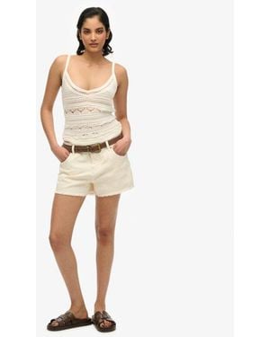 Superdry & Co Mid Rise Denim Hot Shorts - Natural