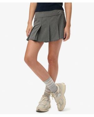 Superdry Pinstripe Pleat Mini Skirt - Blue