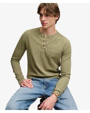 Superdry & Co Waffle Long Sleeve Henley Top - Green