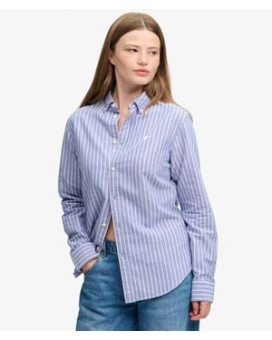 Superdry & Co Slim Oxford Button Down Long Sleeve Shirt - Blue