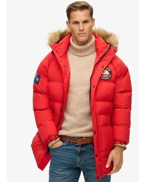 Superdry & Co Everest Long Baffled Parka Jacket - Red