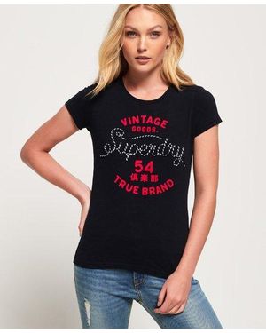 Superdry Rope Applique T-Shirt Eclipse - Blue