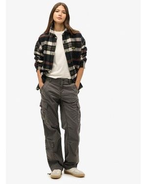 Superdry Rechte Cargobroek Met Lage Taille - Grijs