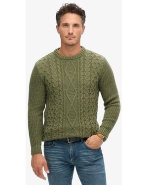 Superdry & Co Classic Cable Knit Jacob Sweater - Green