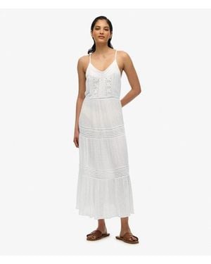 Superdry Lace Detail Ibiza Cami Maxi Dress - White