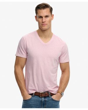 Superdry Classic Cotton Linen V-Neckline T-Shirt - Pink