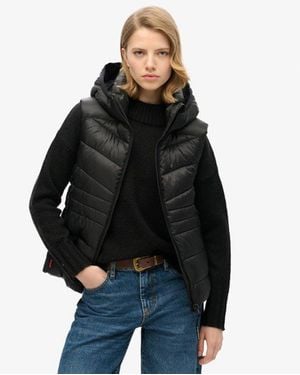 Superdry & Co Hooded Fuji Quilt Padded Gilet - Black
