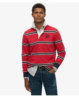 Superdry Vintage Athletic Stripe Rugby Top - Red