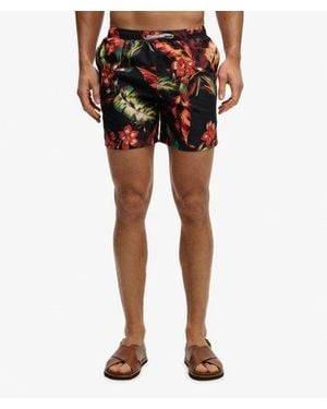 Superdry & Co Hawaiian Print 16-inch Swim Shorts - Black