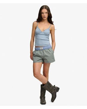 Superdry & Co Mini Check Cotton Shorts - Blue