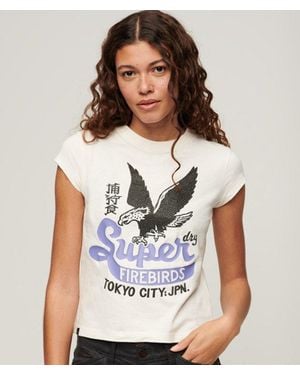 Superdry & Co Embellished Poster Cap Sleeve T-shirt - White
