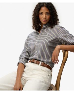 Superdry & Co Slim Oxford Button Down Long Sleeve Shirt - Grey