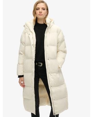 Superdry & Co Hooded Long Puffer Coat - Natural