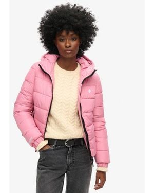 Superdry & Co Hooded Spirit Sports Puffer Jacket - Pink