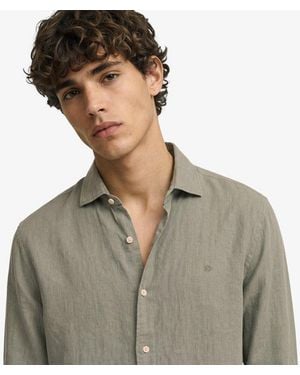 Superdry & Co Riviera Long Sleeve Linen Shirt - Grey