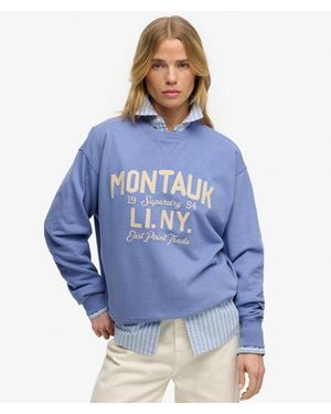 Superdry Beach Club Loose Crew Sweatshirt - Blauw